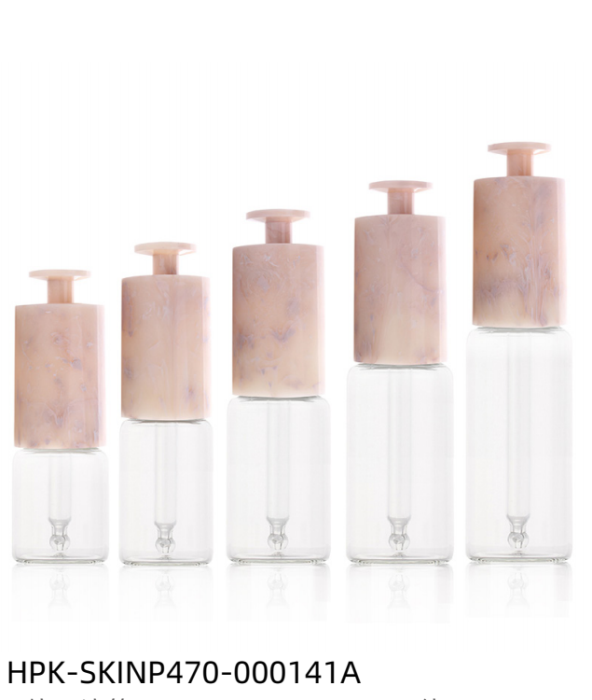 Glass Bottle with Plastic Nude Pink T-shaped Push-button Pipette Cap